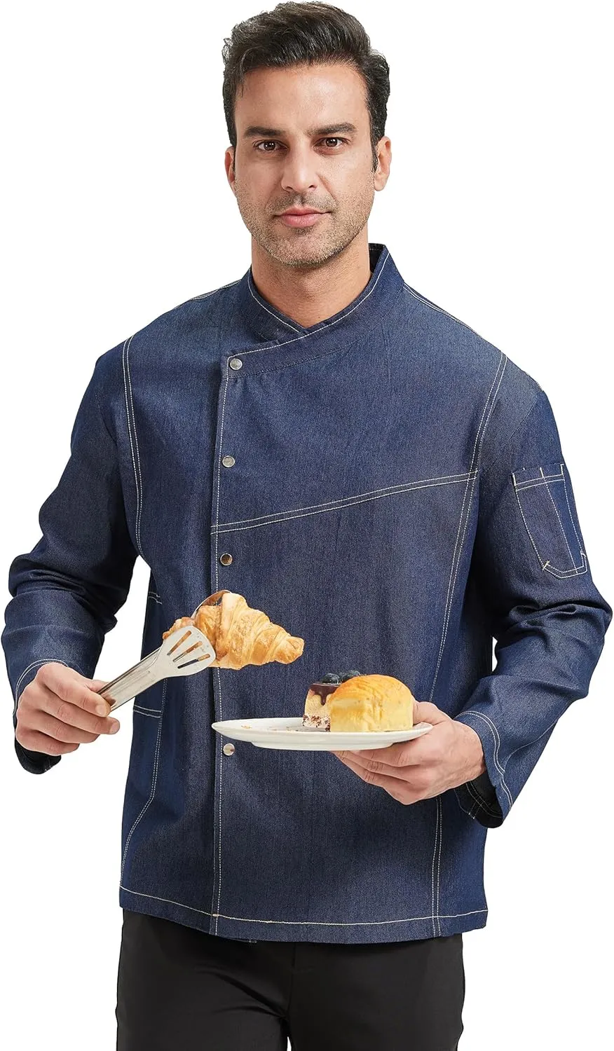 Nanxson Chef Coat Chef Jacket Denim Clothe Men's Long Short Sleeve Restaurant Kitchen Cooking Chef Uniform CFM0086