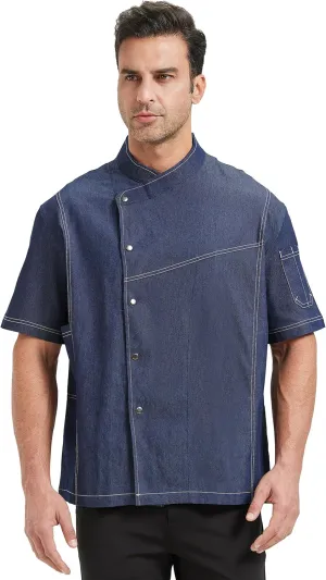 Nanxson Chef Coat Chef Jacket Denim Clothe Men's Long Short Sleeve Restaurant Kitchen Cooking Chef Uniform CFM0086