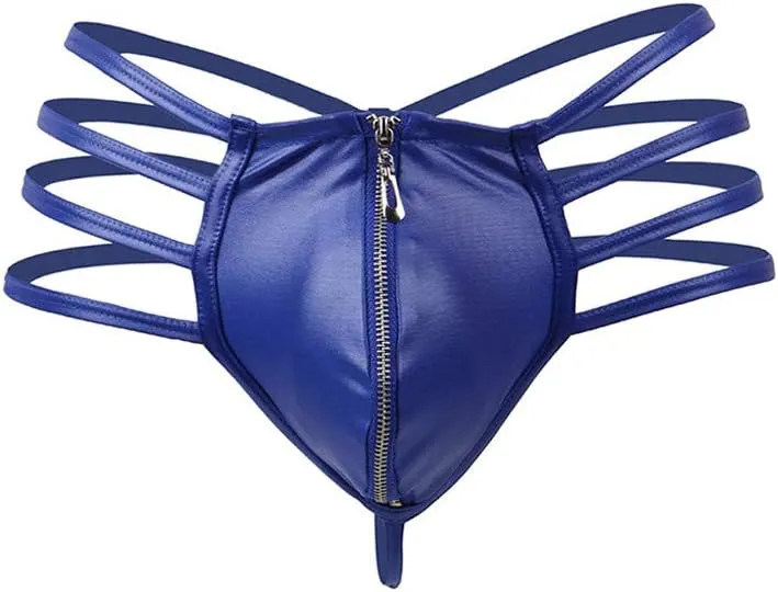 niceone Men's T-Back Bandage Seductive Thong Bulge Pouch Underpants Cotton Briefs Low Waist G-String Ice Silk Jockstrap Panties Athletic Supporter Jockstrap for Men Lingerie Blue M