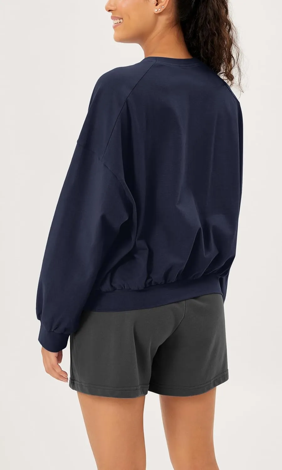 ODODOS Purevibe Cotton Oversized Sweatshirts, Women's Crew Neck Long Sleeve Pullover Tops with Kangaroo Pocket