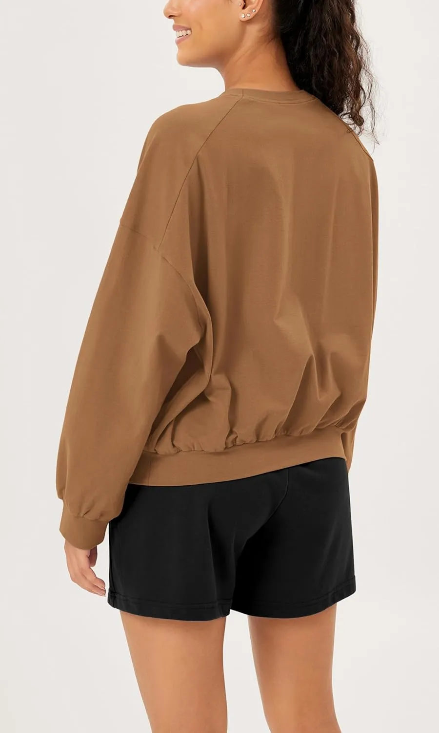 ODODOS Purevibe Cotton Oversized Sweatshirts, Women's Crew Neck Long Sleeve Pullover Tops with Kangaroo Pocket