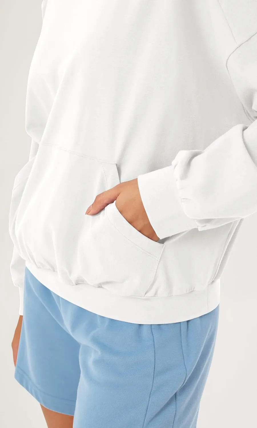 ODODOS Purevibe Cotton Oversized Sweatshirts, Women's Crew Neck Long Sleeve Pullover Tops with Kangaroo Pocket