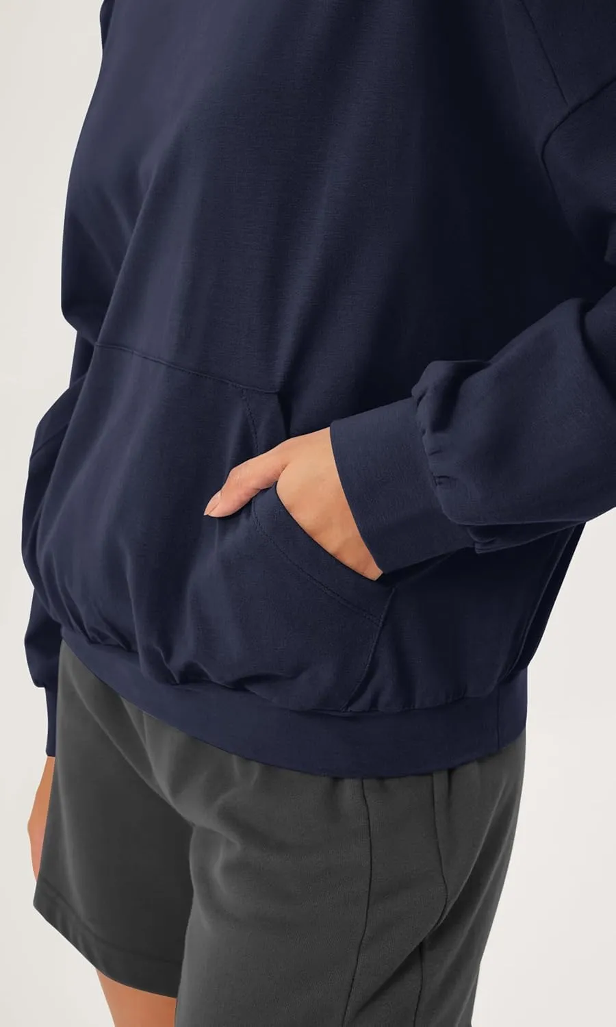 ODODOS Purevibe Cotton Oversized Sweatshirts, Women's Crew Neck Long Sleeve Pullover Tops with Kangaroo Pocket