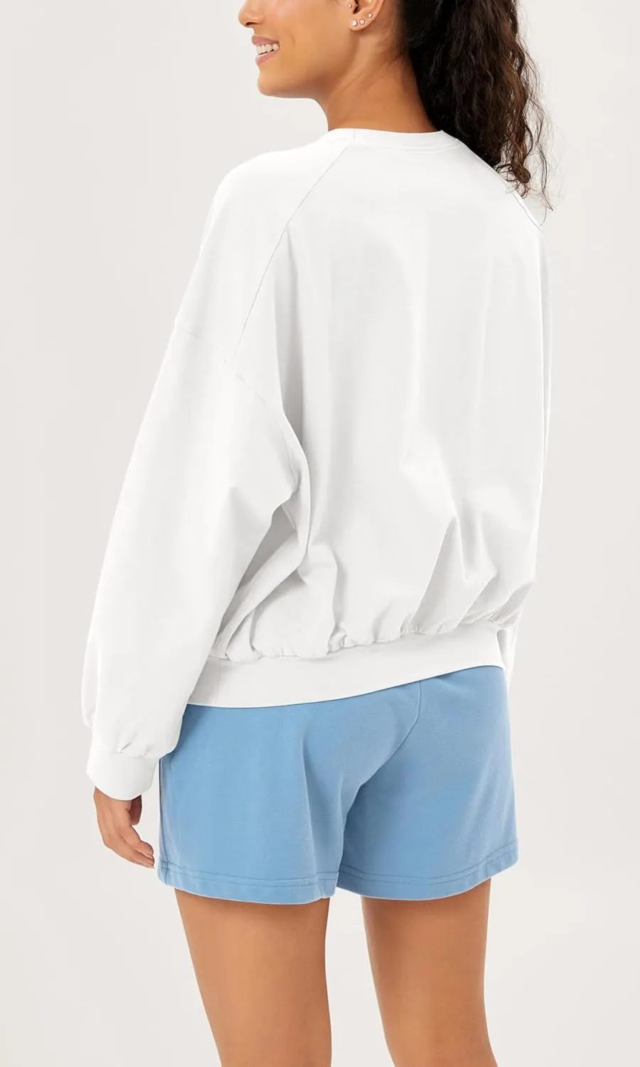 ODODOS Purevibe Cotton Oversized Sweatshirts, Women's Crew Neck Long Sleeve Pullover Tops with Kangaroo Pocket