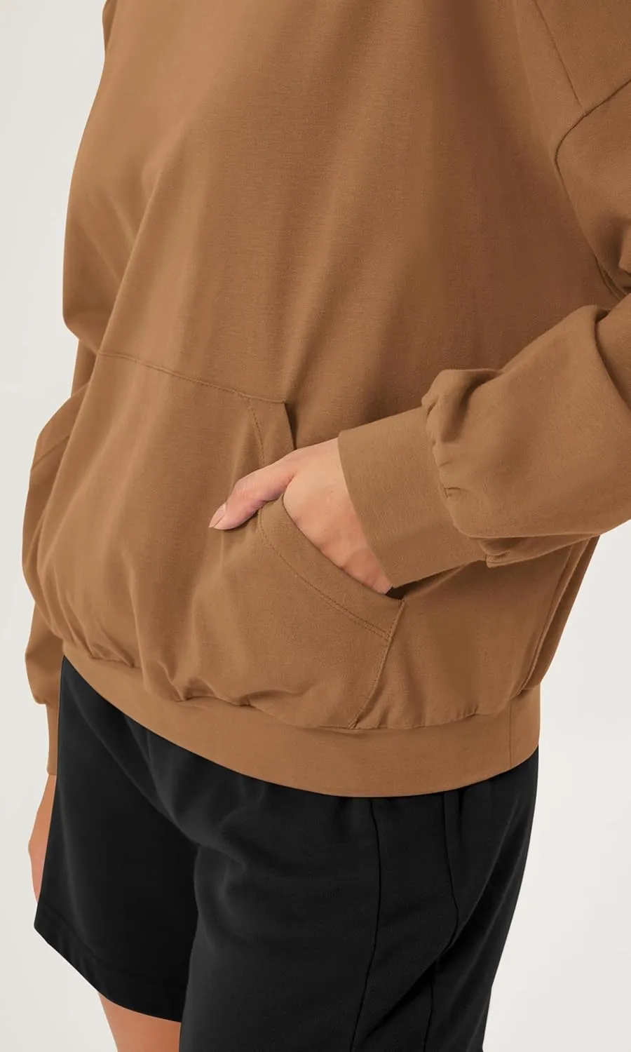 ODODOS Purevibe Cotton Oversized Sweatshirts, Women's Crew Neck Long Sleeve Pullover Tops with Kangaroo Pocket
