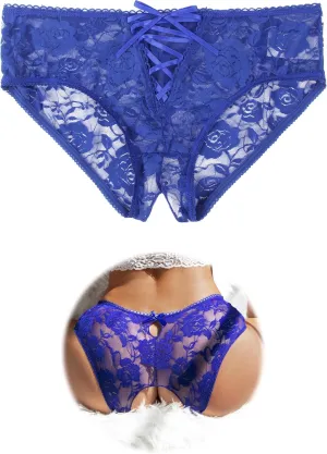 ohmydear Womens Lace Boyshorts Crotchless Sexy Panties Crisscross Strappy Underwear Plus Size Hipster Briefs XS-4XL