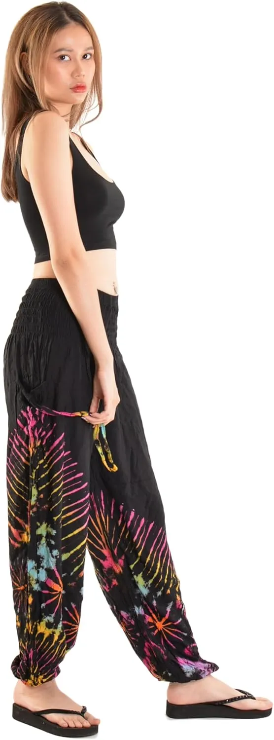 Orient Trail Women's Hippie Bohemian Palazzo Yoga Scrunched Bottom Tie Dye Harem Pants
