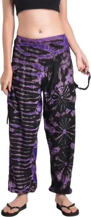 Orient Trail Women's Hippie Bohemian Palazzo Yoga Scrunched Bottom Tie Dye Harem Pants