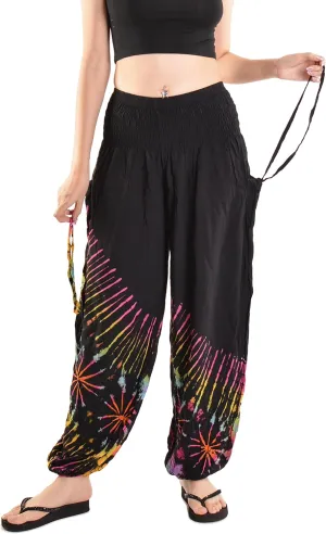 Orient Trail Women's Hippie Bohemian Palazzo Yoga Scrunched Bottom Tie Dye Harem Pants