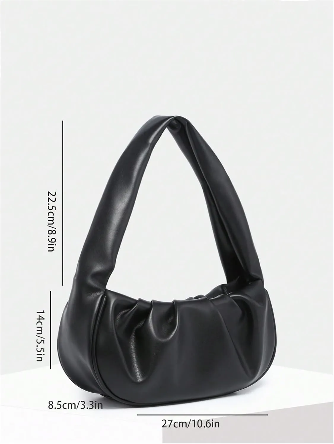 OYOANGLE Women's Ruched PU Leather Hobo Shoulder Bag Trendy Commute Zipper Handbags