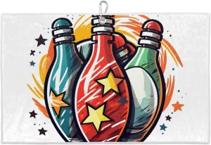 Pentagram Bowling Ball Print Golf Towel Sport Bowling Microfiber Golf Towel with Heavy Duty Hiking Buckle Clip for Men and Women-24 x 15 inches-Golf Gifts, Golf Accessories