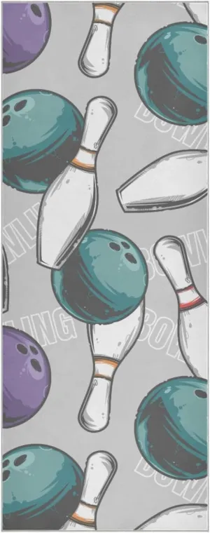 Pins and Bowling Balls Yoga Towel,Hot Yoga Mat Towel - Sweat Absorbent Non-Slip Yoga Towel for Hot Yoga Pilates Gym Workout 73x27inch