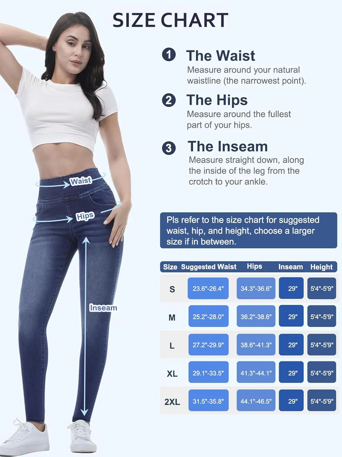 Pull on Skinny Jeans for Women, Stretchy High Waisted Leggings Trendy Tummy Control Demin Jegging with Pockets