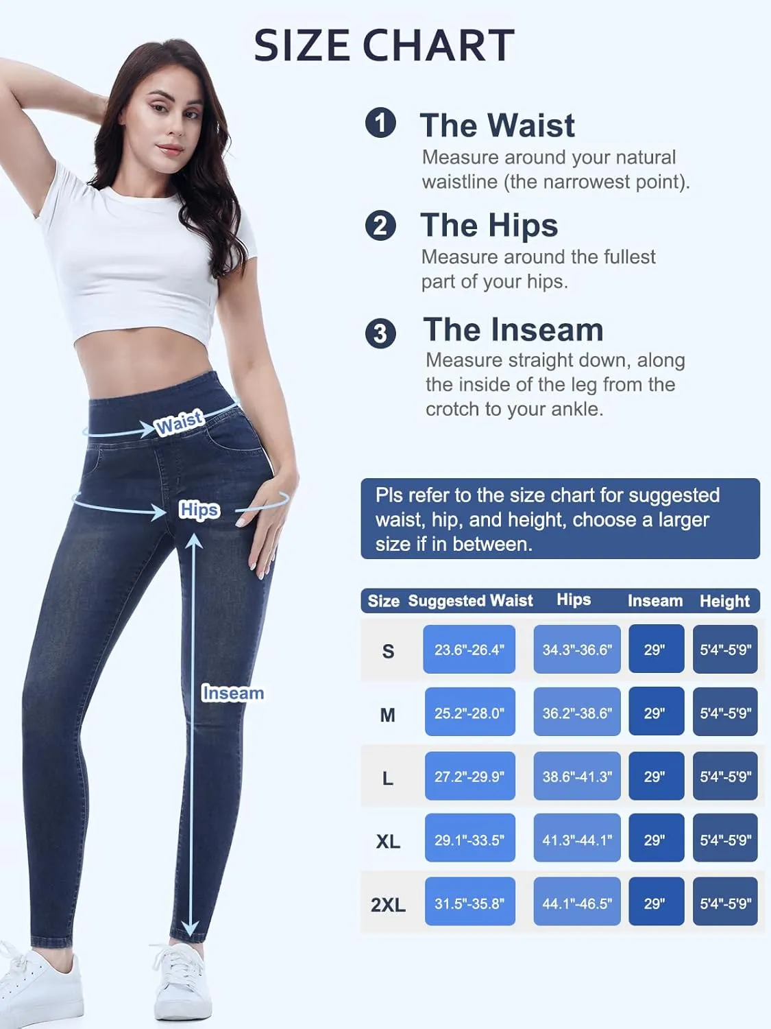 Pull on Skinny Jeans for Women, Stretchy High Waisted Leggings Trendy Tummy Control Demin Jegging with Pockets