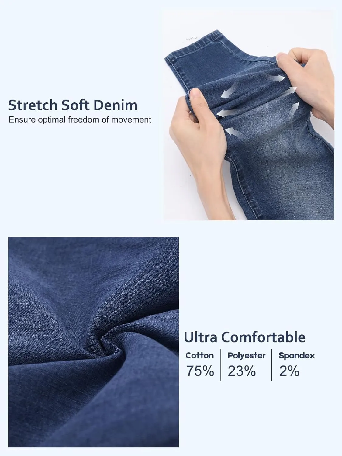 Pull on Skinny Jeans for Women, Stretchy High Waisted Leggings Trendy Tummy Control Demin Jegging with Pockets