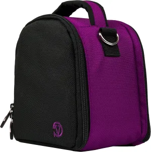 Purple Black SLR Small Camera Bag for Kodak PixPro Printomatic Smile Classic and Mini Shot