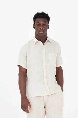 Short Sleeved Front Pocket Linen Shirt