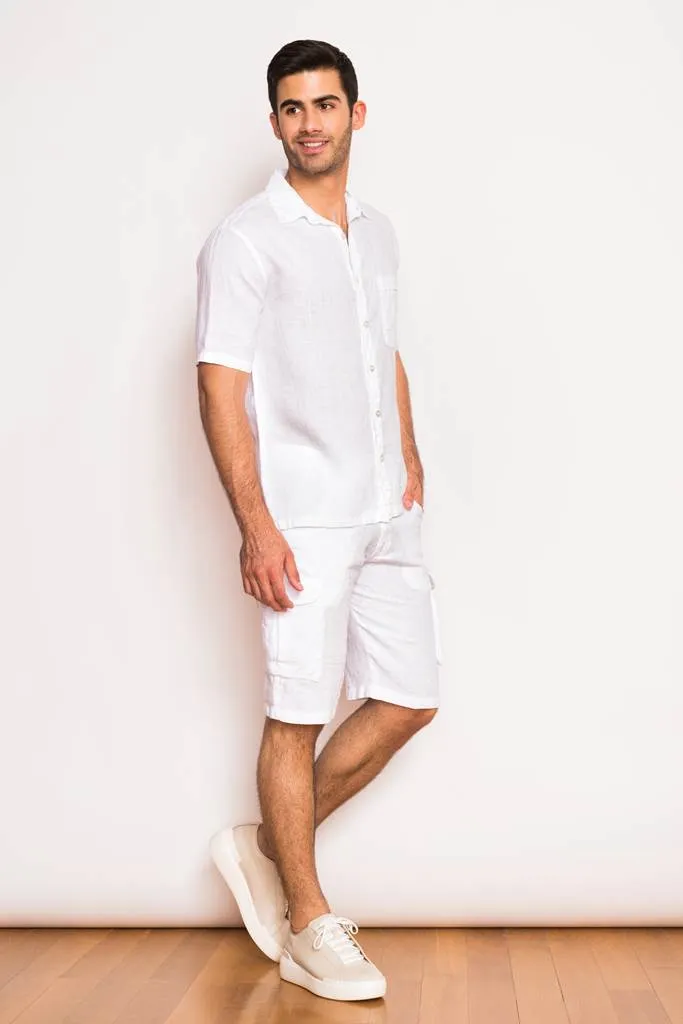 Short Sleeved Front Pocket Linen Shirt