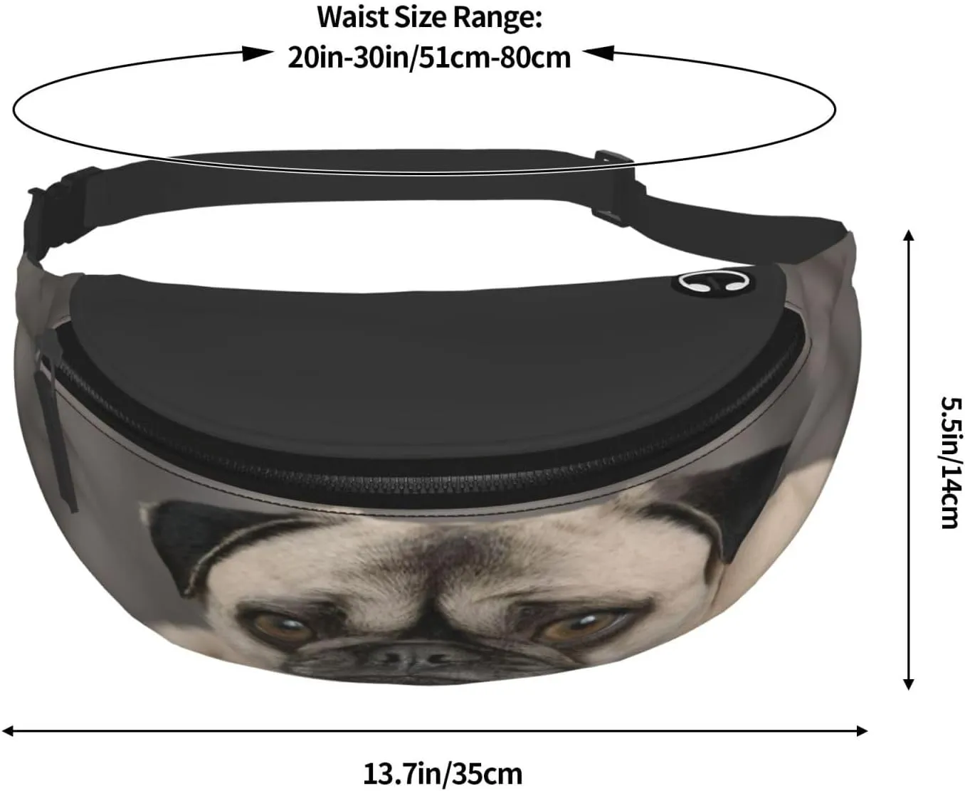 Stylish 3d Lazy Dog Puppy Bumbags Waist Fanny Pack For Women Ladies Men Lightweight Bum Bag With Zip Pockets Adjustable Belt For Dog Walking Running Cycling Hiking Outdoor Sport