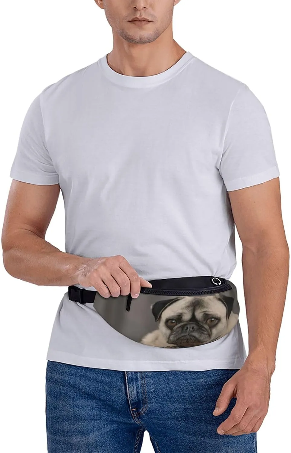 Stylish 3d Lazy Dog Puppy Bumbags Waist Fanny Pack For Women Ladies Men Lightweight Bum Bag With Zip Pockets Adjustable Belt For Dog Walking Running Cycling Hiking Outdoor Sport