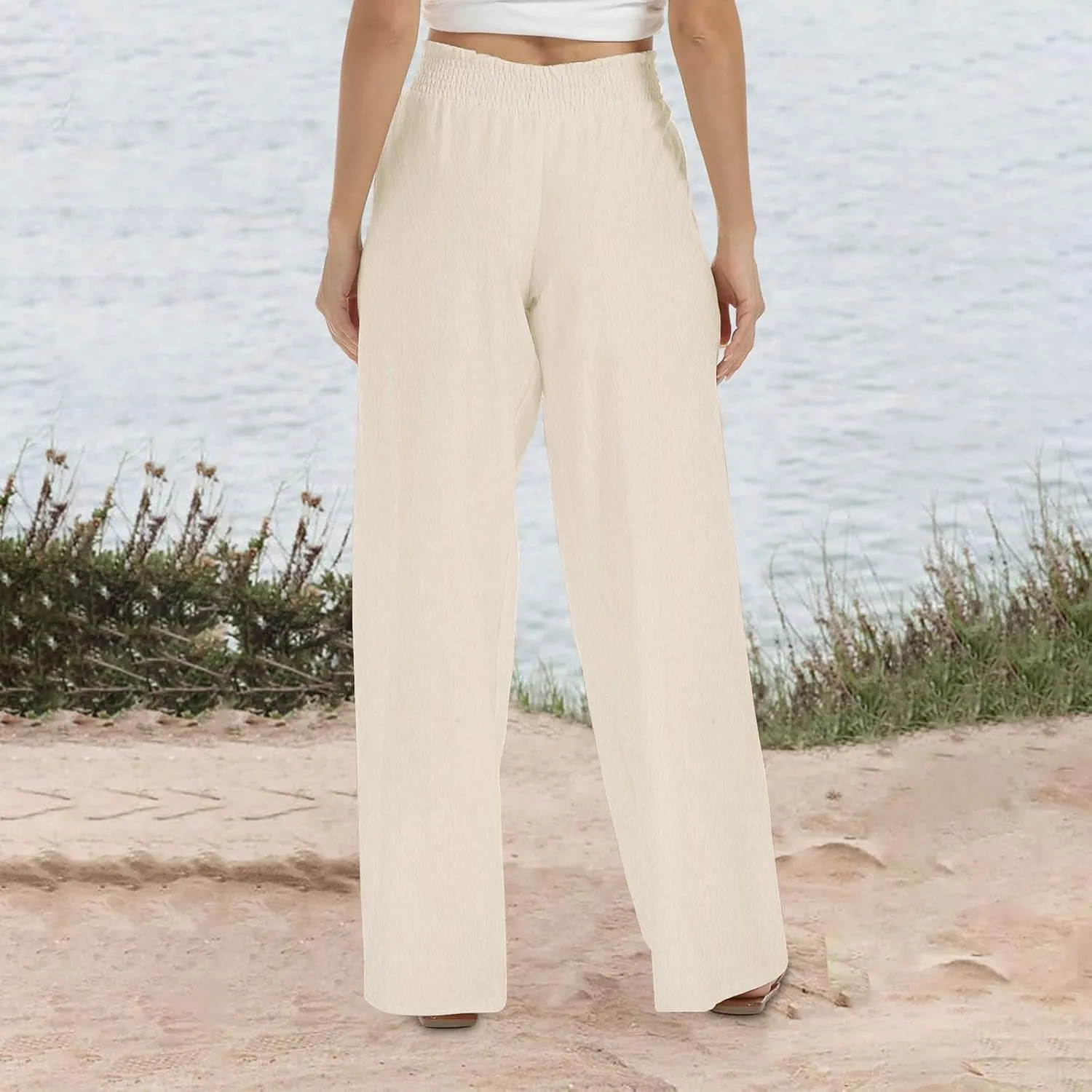 TARIENDY Palazzo Pants for Women Casual Long Pant Loose Comfy Summer High Waisted Wide Leg Beach Trousers with Pockets