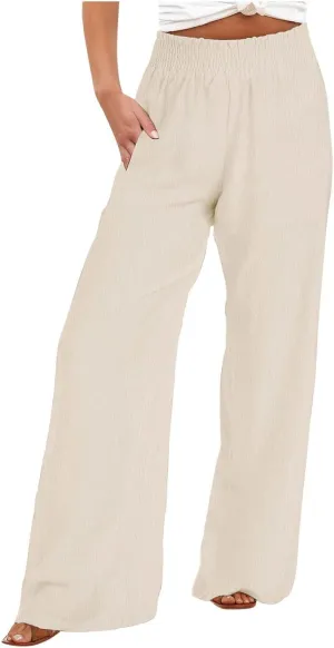 TARIENDY Palazzo Pants for Women Casual Long Pant Loose Comfy Summer High Waisted Wide Leg Beach Trousers with Pockets