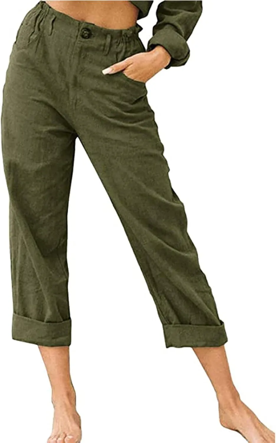 TARIENDY Womens Capri Pants Casual Summer Drawstring Elastic Waist Pant Comfy Lounge Beach Cropped Trousers with Pockets
