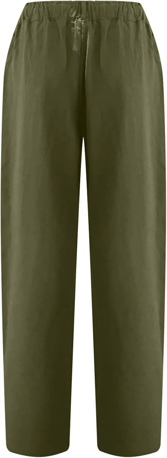 TARIENDY Womens Capri Pants Casual Summer Drawstring Elastic Waist Pant Comfy Lounge Beach Cropped Trousers with Pockets