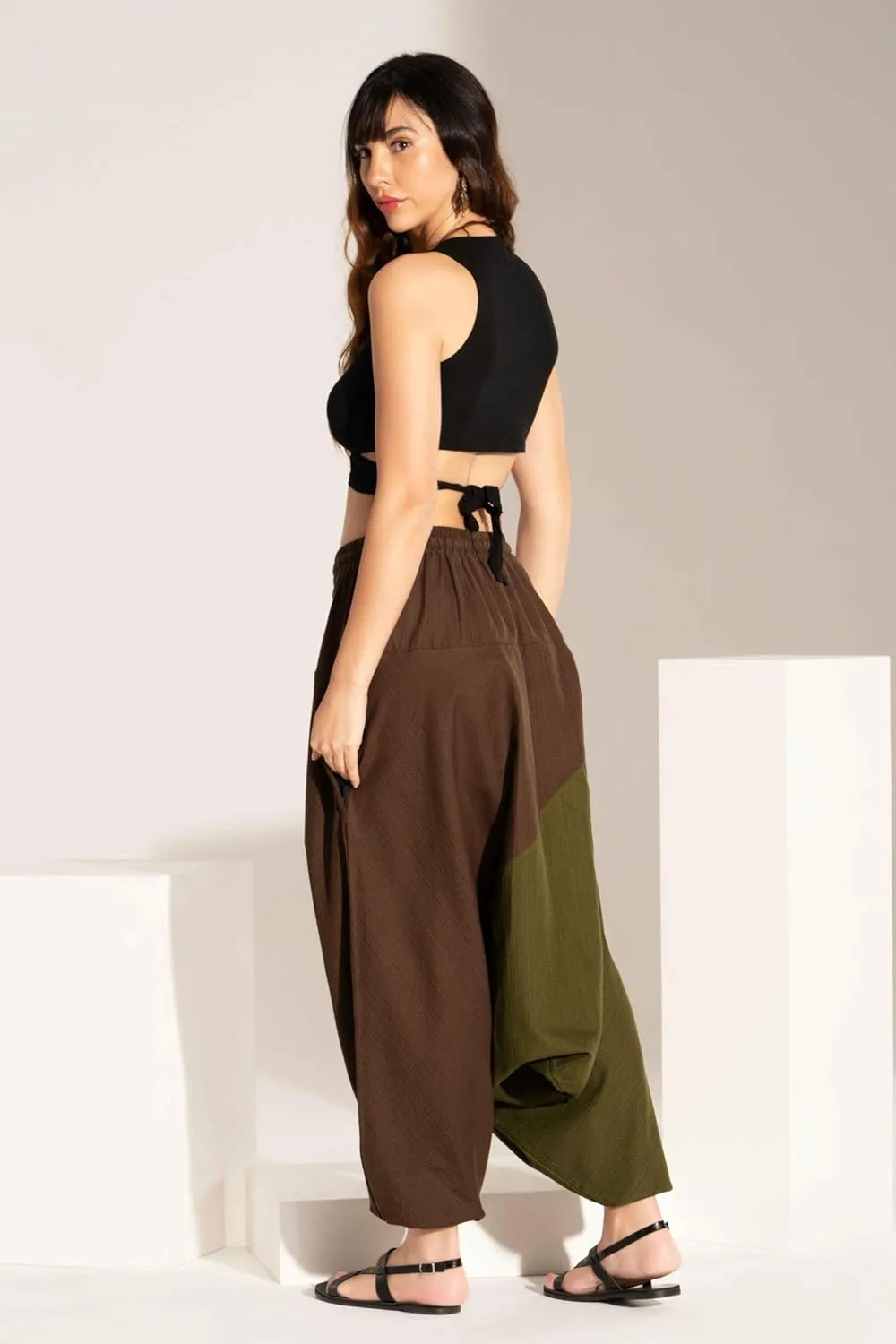 The Veshti Company Boho Wide Leg Yoga Pants Pyjama Parachute Pant with Pockets for Women Cotton Loose Flowy Lounge Harem Pant