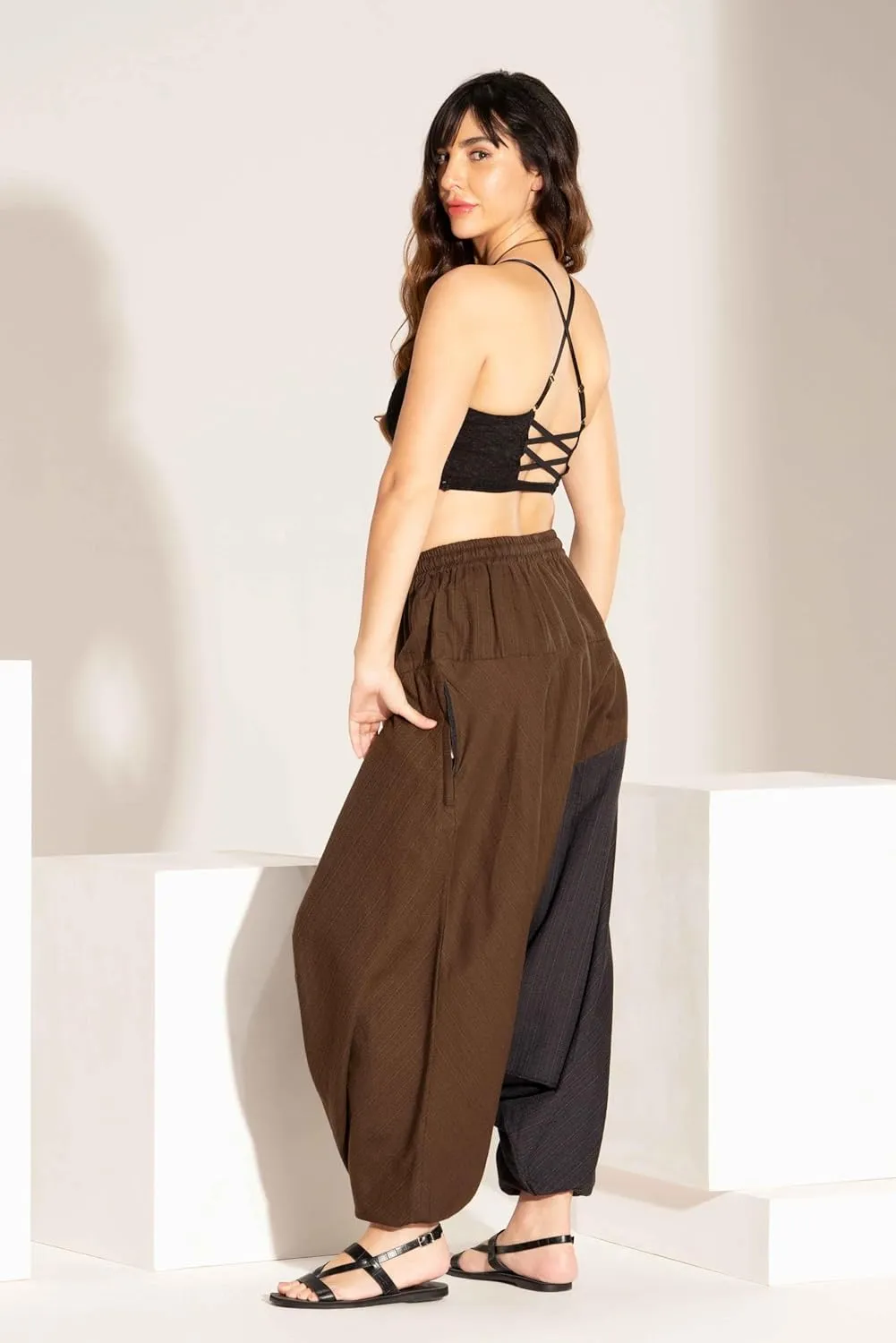 The Veshti Company Boho Wide Leg Yoga Pants Pyjama Parachute Pant with Pockets for Women Cotton Loose Flowy Lounge Harem Pant
