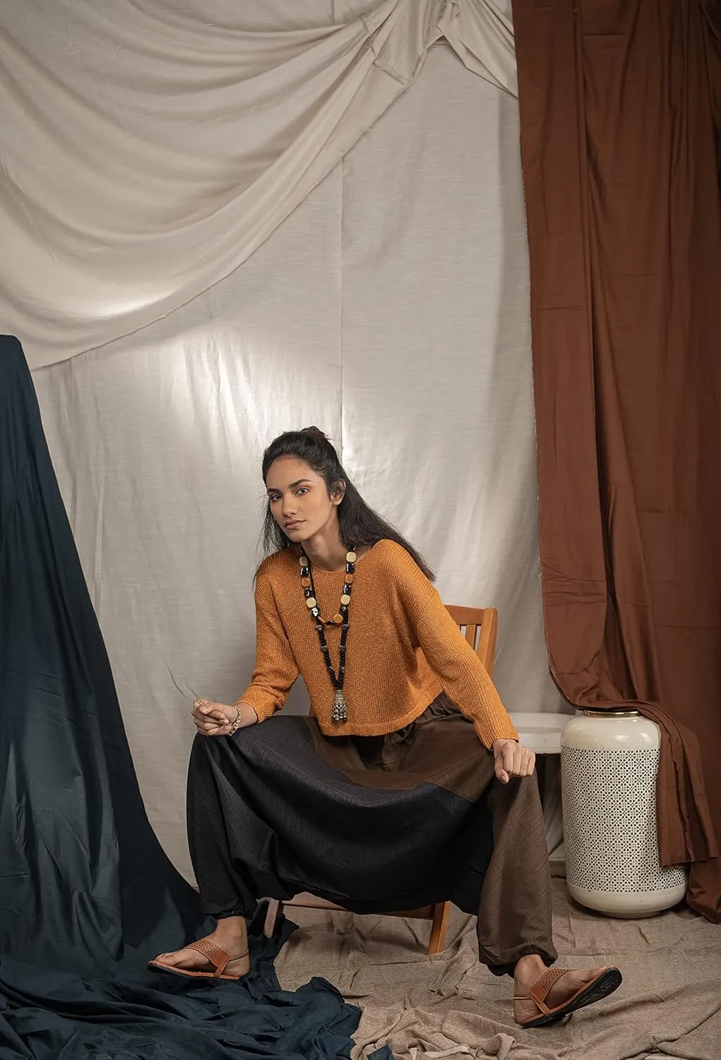 The Veshti Company Boho Wide Leg Yoga Pants Pyjama Parachute Pant with Pockets for Women Cotton Loose Flowy Lounge Harem Pant
