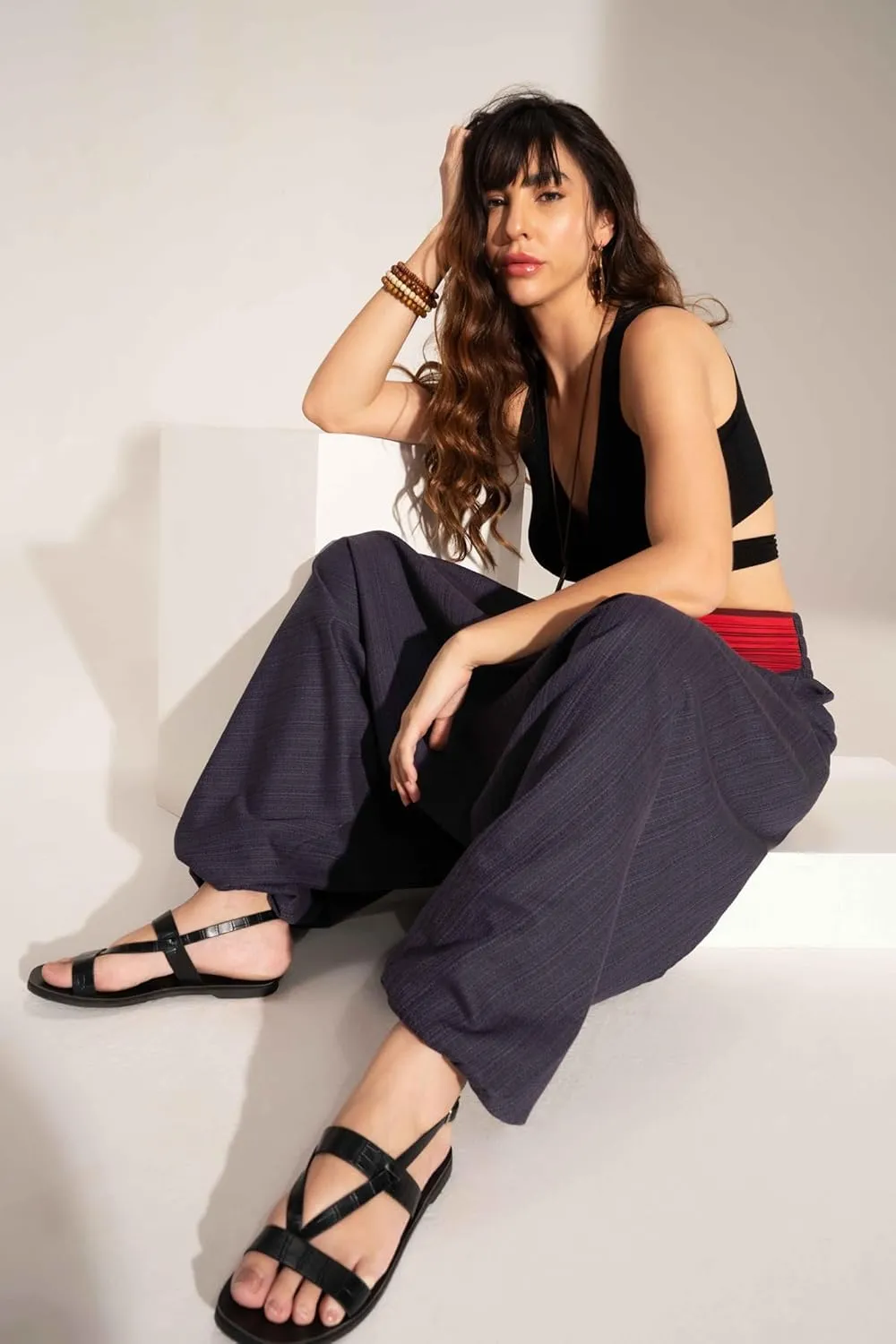 The Veshti Company Comfy Women's Yoga Harem Pants Elastic Waist Wide Leg Pants Loose Baggy Boho Clothes for Women