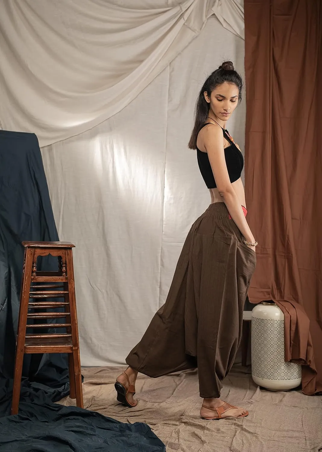 The Veshti Company Comfy Women's Yoga Harem Pants Elastic Waist Wide Leg Pants Loose Baggy Boho Clothes for Women