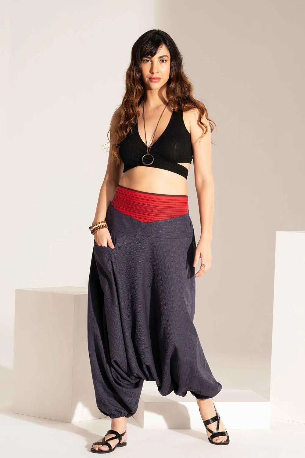 The Veshti Company Comfy Women's Yoga Harem Pants Elastic Waist Wide Leg Pants Loose Baggy Boho Clothes for Women