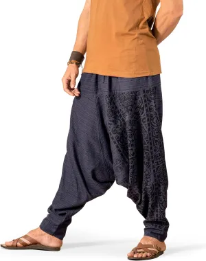 The Veshti Company Men's Boho Harem Pants - Printed Yoga Baggy Pants with Elastic Waist & Drawstring,