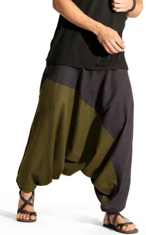 The Veshti Company Travel Hippie Parachute Pants for Men, Baggy Flowy Pants Lounge Yoga Harem Boho Music Festival Dance Pant