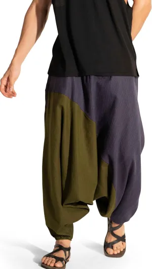 The Veshti Company Travel Hippie Parachute Pants for Men, Baggy Flowy Pants Lounge Yoga Harem Boho Music Festival Dance Pant