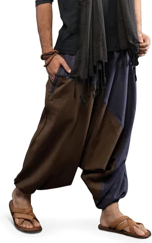 The Veshti Company Travel Hippie Parachute Pants for Men, Baggy Flowy Pants Lounge Yoga Harem Boho Music Festival Dance Pant