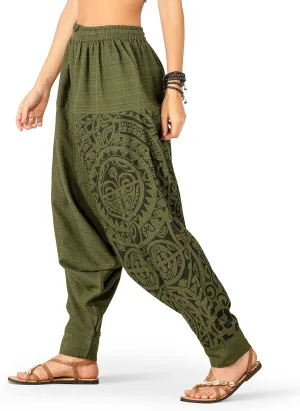 The Veshti Company Women's Printed Harem Pants - Boho Yoga Baggy Pants with Elastic Waist & Drawstring, Hippie Lounge Pants