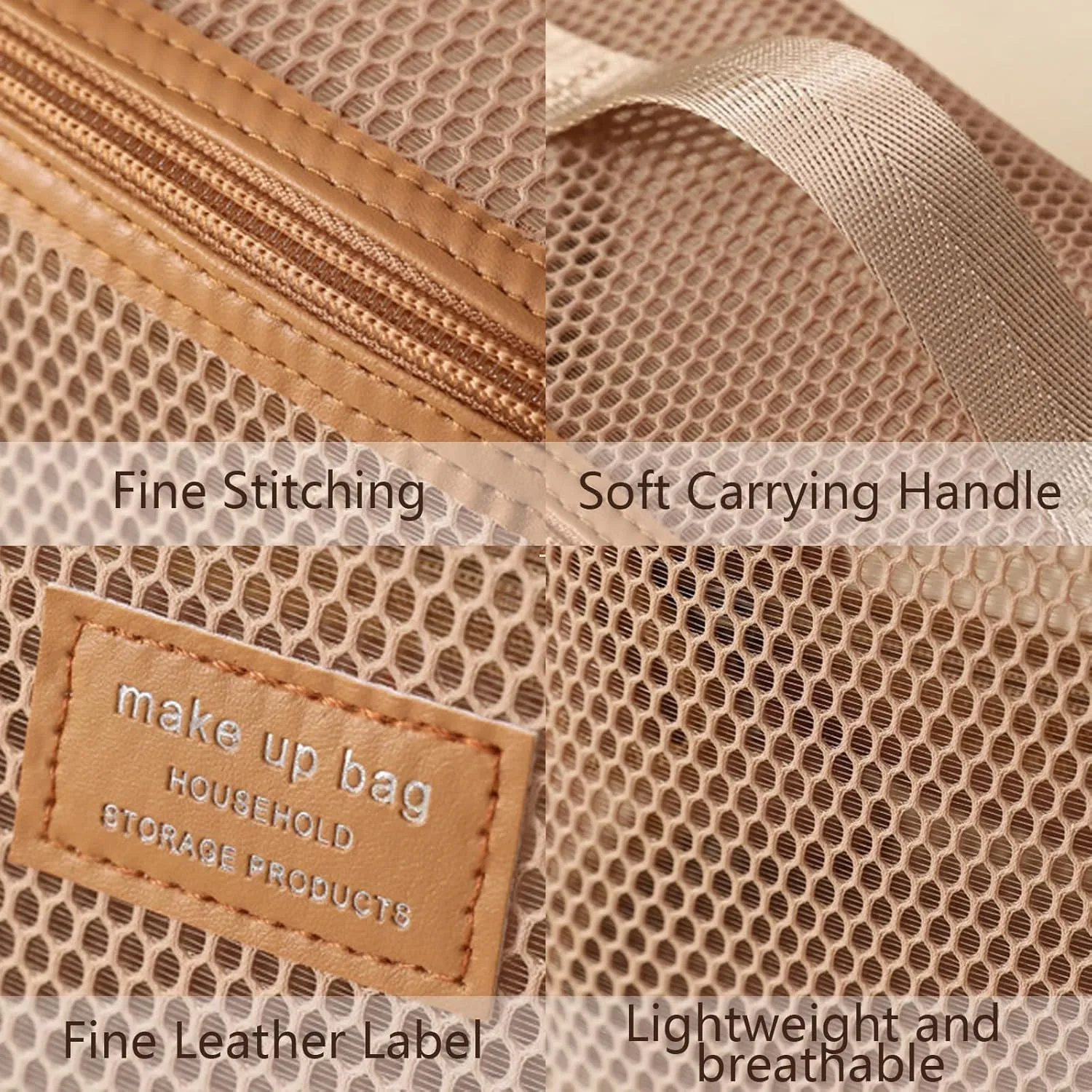 Travel Makeup Bag, Large Capacity Cosmetic stroge, Nylon Mesh Transparent Toiletry Organizer for Women, Lightweight Washable Pouch with Zipper