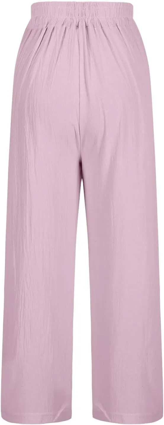 Trendy Pants for Women,Wwomens Casual Summer 2025 Drawstring Elastic High Waist Pant Comfy Side Pleated Trouser