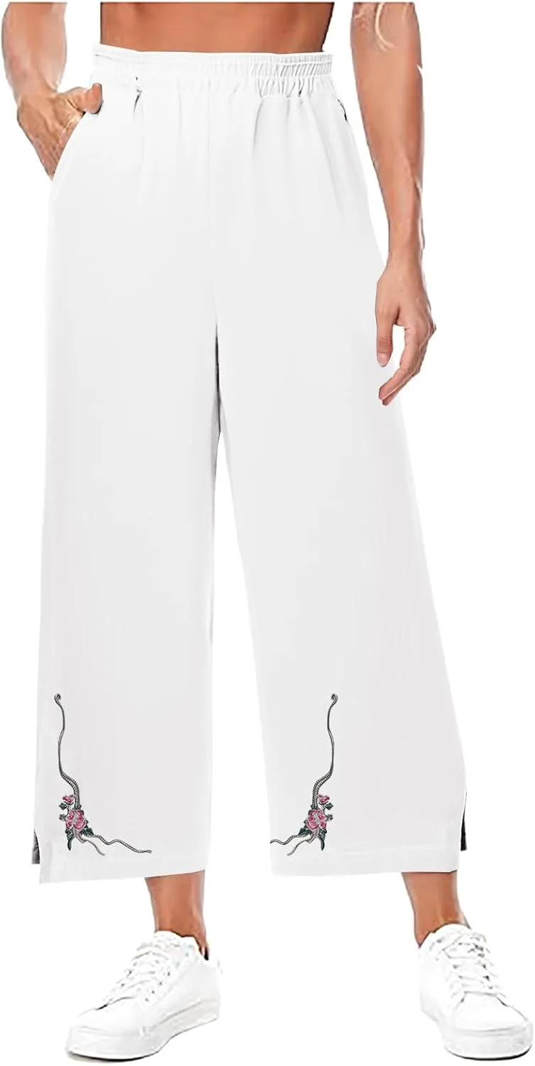 Trendy Pants for Women,Wwomens Casual Summer 2025 Drawstring Elastic High Waist Pant Comfy Side Pleated Trouser
