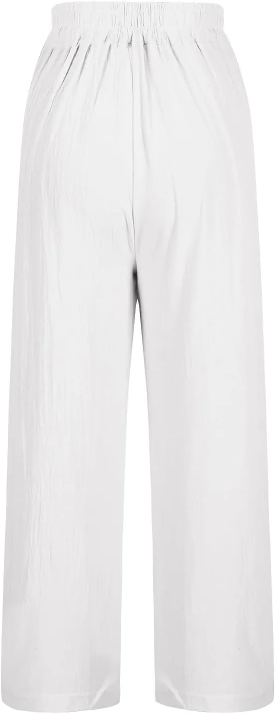 Trendy Pants for Women,Wwomens Casual Summer 2025 Drawstring Elastic High Waist Pant Comfy Side Pleated Trouser