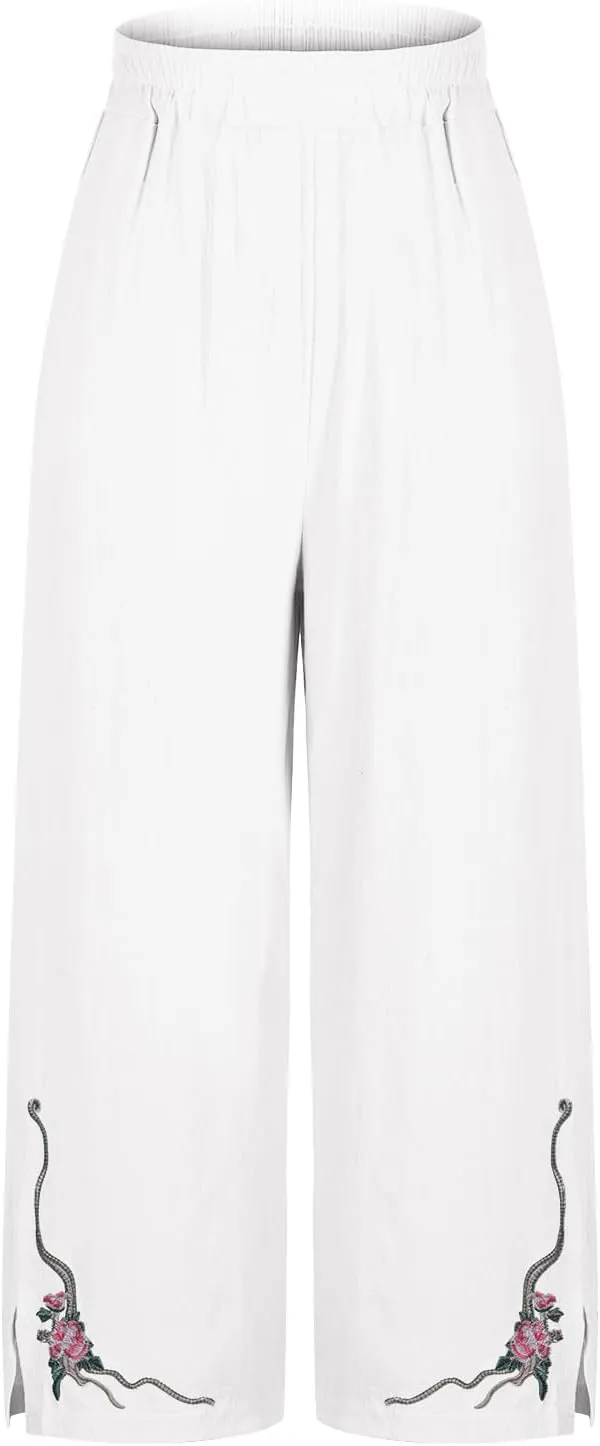Trendy Pants for Women,Wwomens Casual Summer 2025 Drawstring Elastic High Waist Pant Comfy Side Pleated Trouser