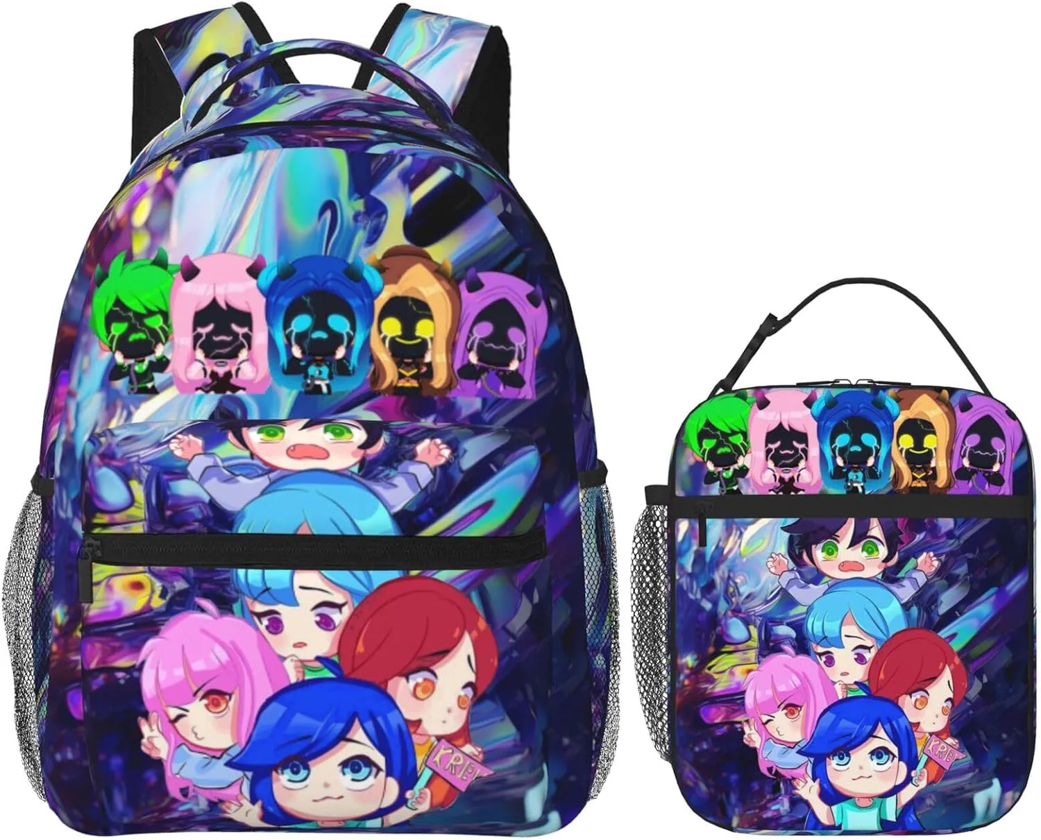 Unisex Lightweight Backpack With Handle Insulated Lunch Bag Big Capacity Travel Daypack Set, Black4