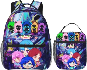 Unisex Lightweight Backpack With Handle Insulated Lunch Bag Big Capacity Travel Daypack Set, Black4