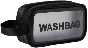 Upgraded PU leather portable Travel toiletry bag, Translucent Waterproof toiletry bag, Large Capacity travel cosmetic bag, Suitable for Fitness, Swimming, Travel, Beach, etc., Black.