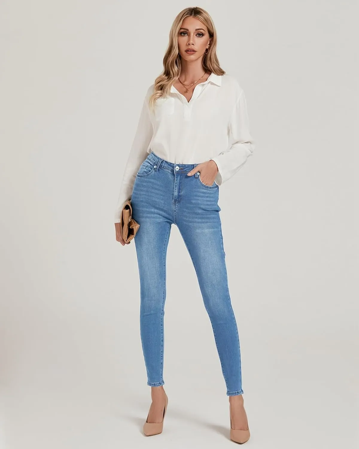 Vetinee Skinny Jeans for Women High Waisted Slim Fit Trendy Classic Stretchy Denim Pants Jean Leggings Jeggings Pockets