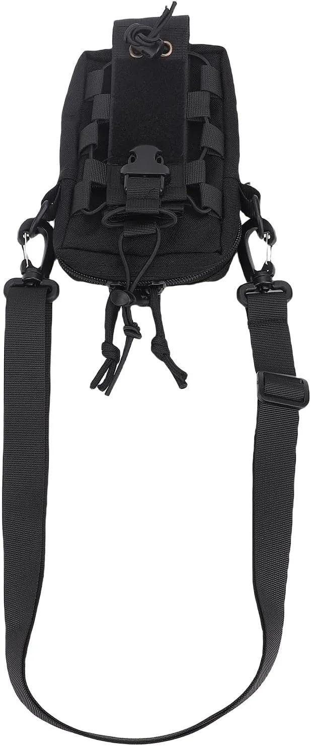 Water Bottle Waist Bag Phone Holder Adjustable Elastic Waist Pouch for Outdoor Sports Travel (Black)
