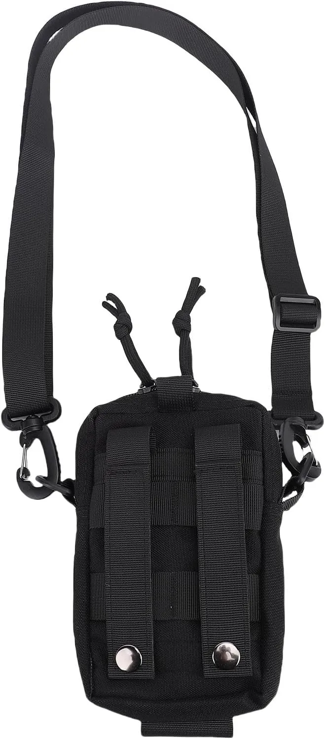 Water Bottle Waist Bag Phone Holder Adjustable Elastic Waist Pouch for Outdoor Sports Travel (Black)